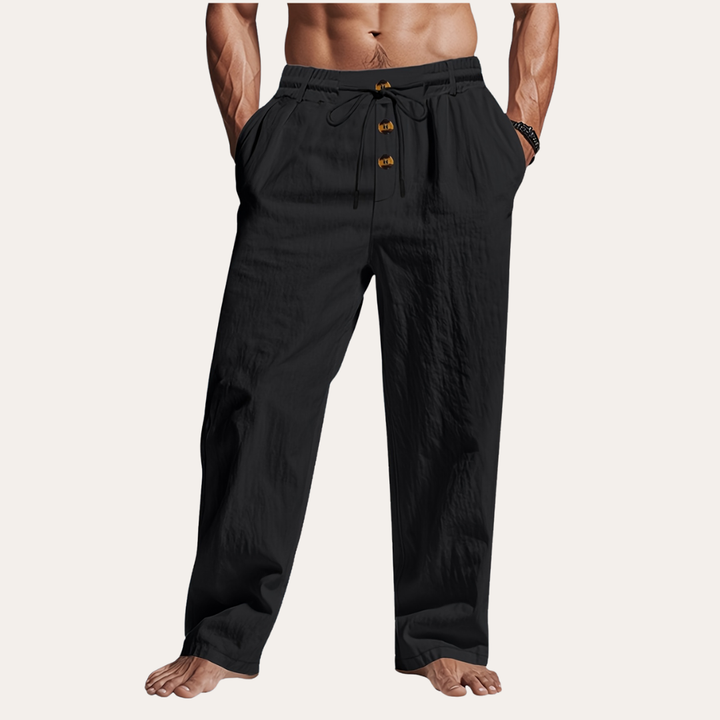 Herren Leinenhose mit Knöpfen, Atmungsaktive Sommerhose  | Vestea