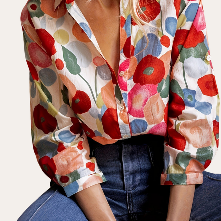 Damen Bluse mit Blumendruck | Vestea