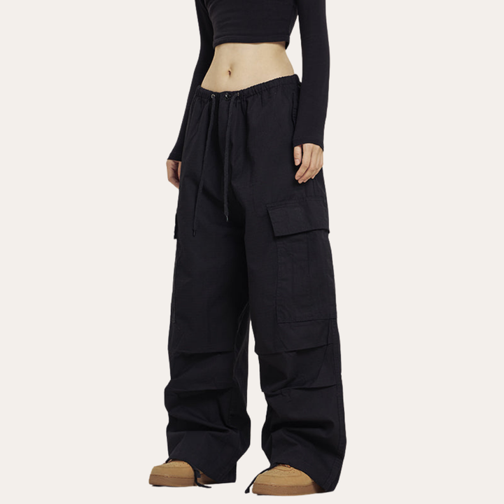 Damen Cargo Hose mit Taschen weiter Schnitt Streetwear Look | Vestea