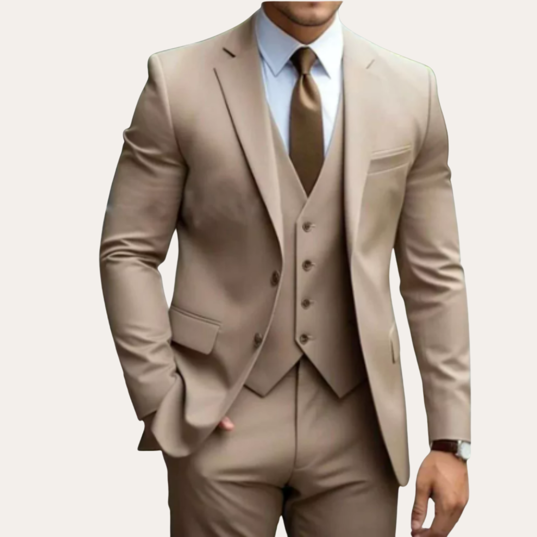 Herren Slim Fit Business Anzug Dreiteilig Wolle | Vestea