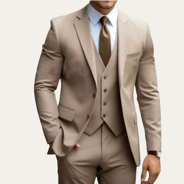 Herren Slim Fit Business Anzug Dreiteilig Wolle | Vestea