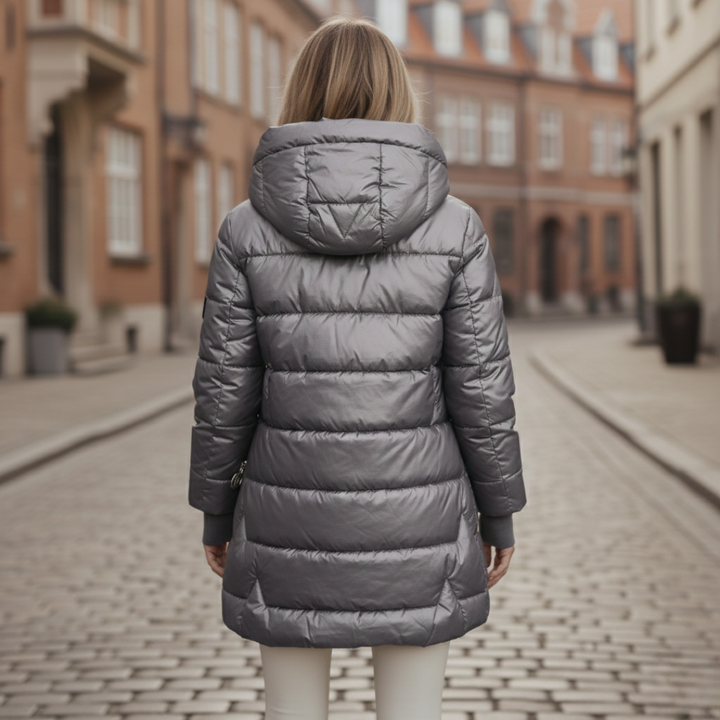Damen Steppmantel Lang mit Kapuze | Vestea