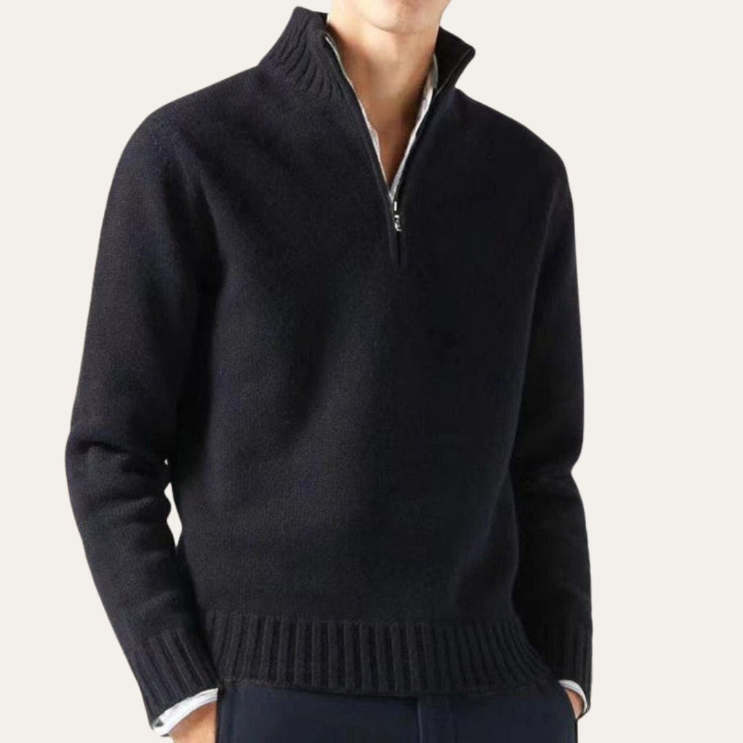 Herren Pullover mit Reißverschluss und Rippenbündchen | Vestea