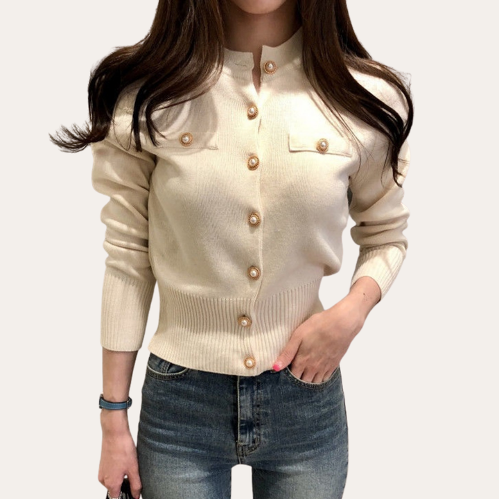 Damen Strickjacke mit Goldknöpfen Elegant | Vestea