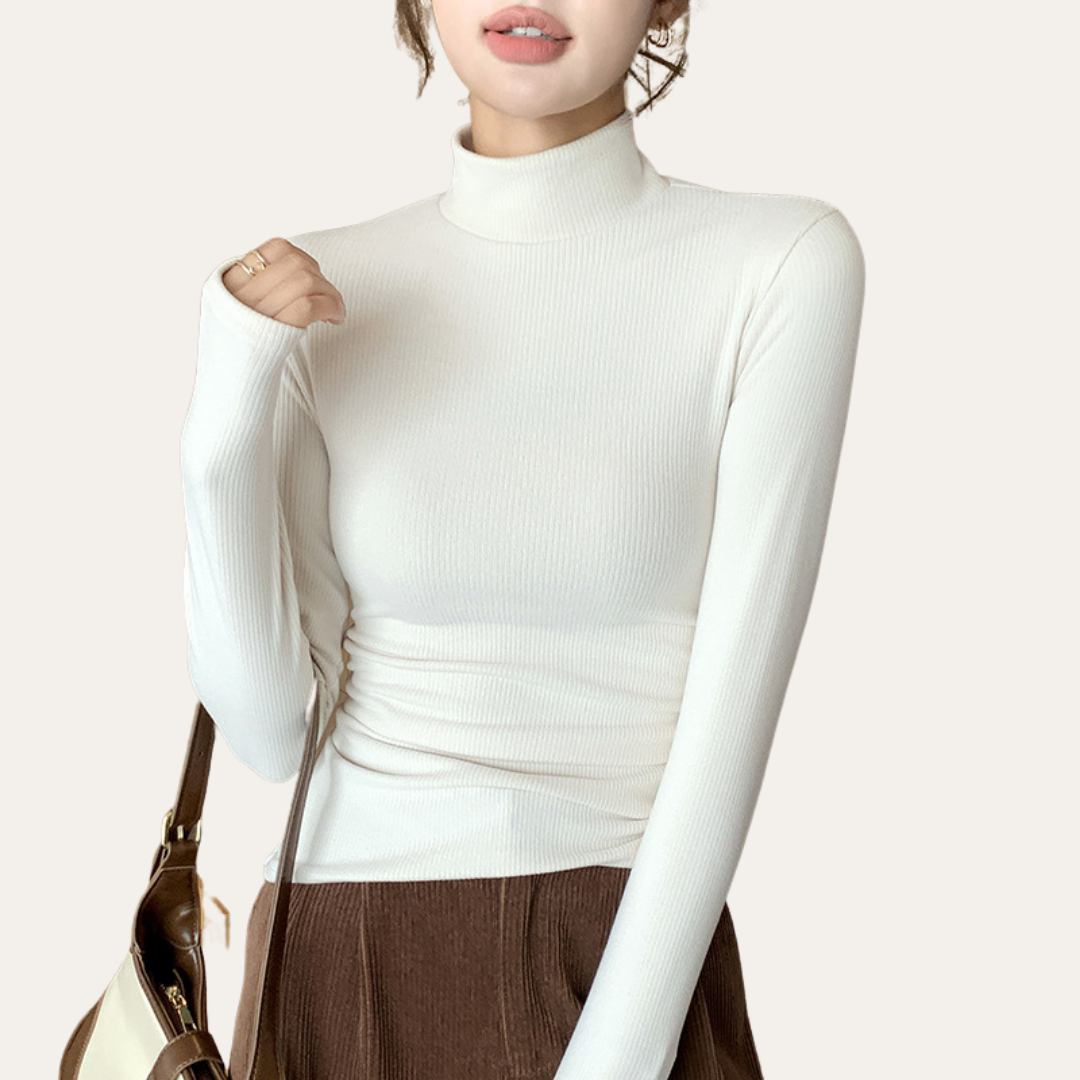 Damen Rollkragen Langarm Slim Fit Oberteil | Vestea