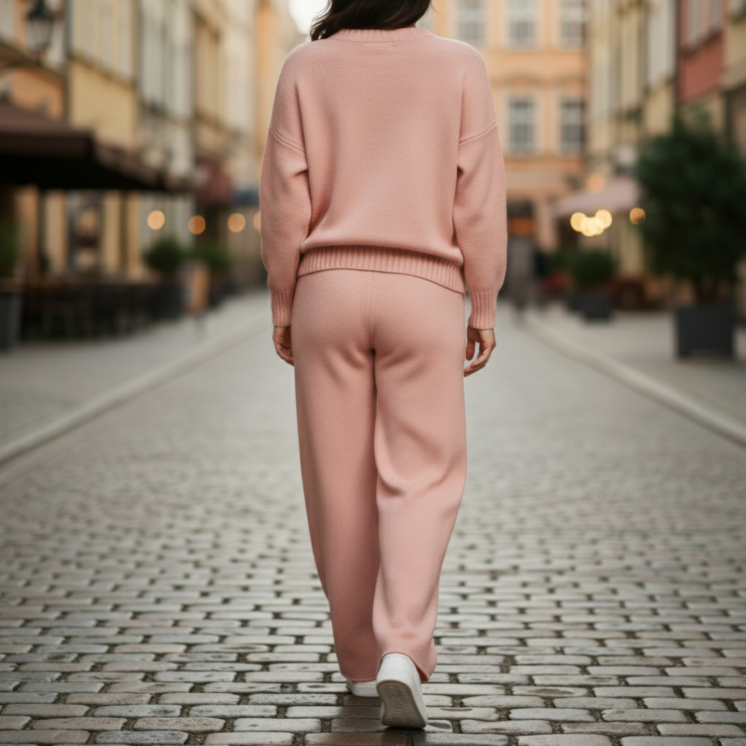 Damen-Set aus Pullover und Hose aus weichem Strickmaterial | Vestea