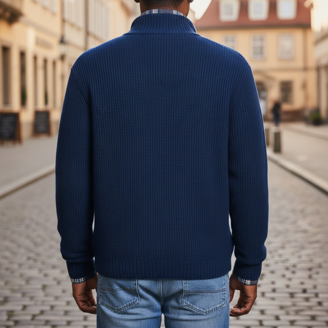 Herren Rippstrick Pullover mit Viertel-Reißverschluss | Vestea