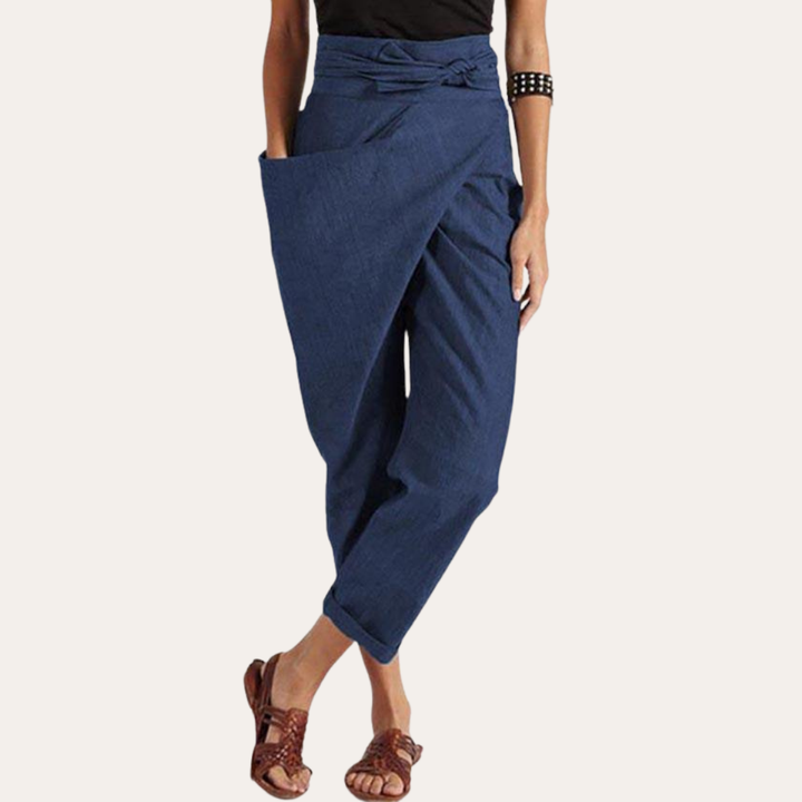 Tropische Wickelhose Damen Leinen Baumwolle | Vestea