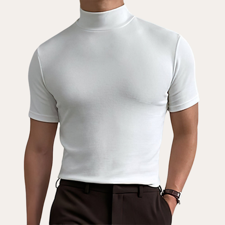 Herren Kurzarm Stehkragen T-Shirt Elastisch | Vestea