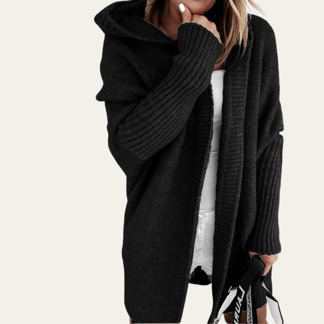 Damen Strick-Cardigan mit Kapuze aus Wollmischung | Vestea