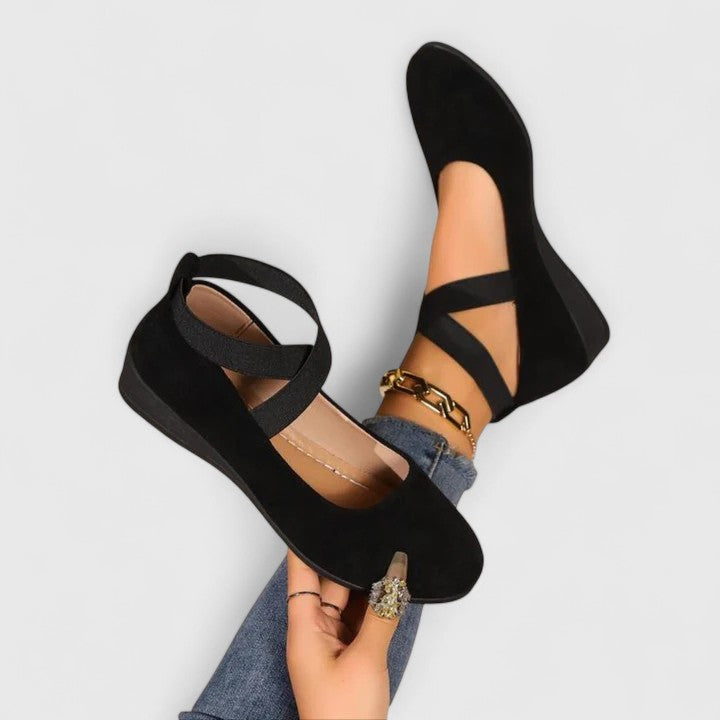 Zapatos planos tipo Mary Jane para mujer, de ante, con tira elástica, sin cordones y acolchados
