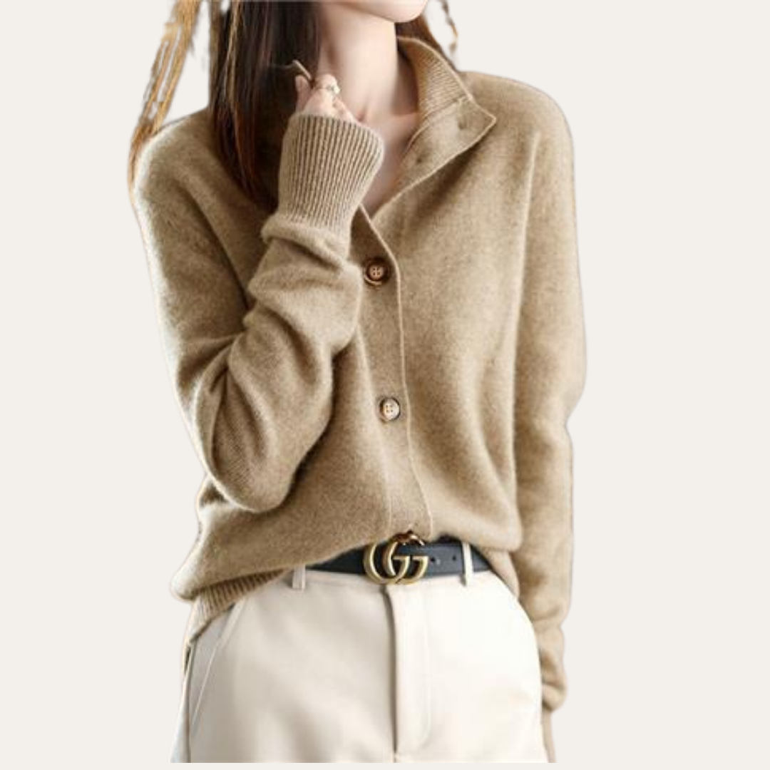 Damen Strickjacke mit Knöpfen Wollmix Pullover | Vestea