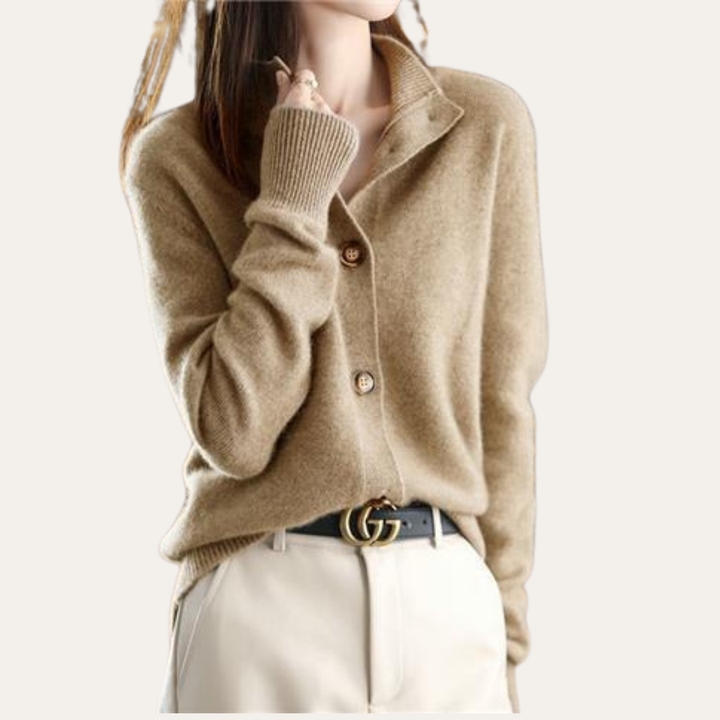 Damen Strickjacke mit Knöpfen Wollmix Pullover | Vestea