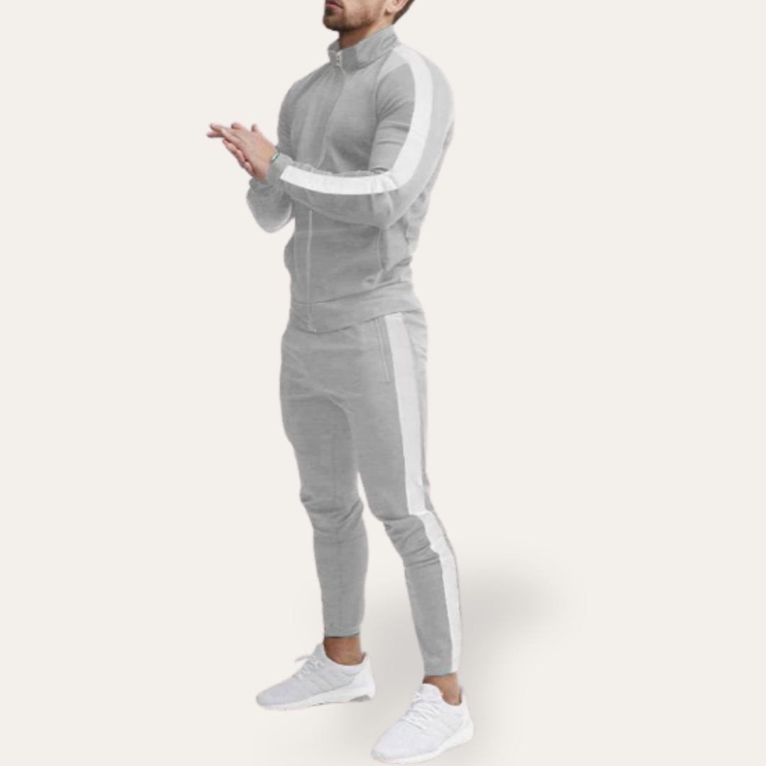 Herren Trainingsanzug mit Reißverschluss Streifen Sport Set | Vestea