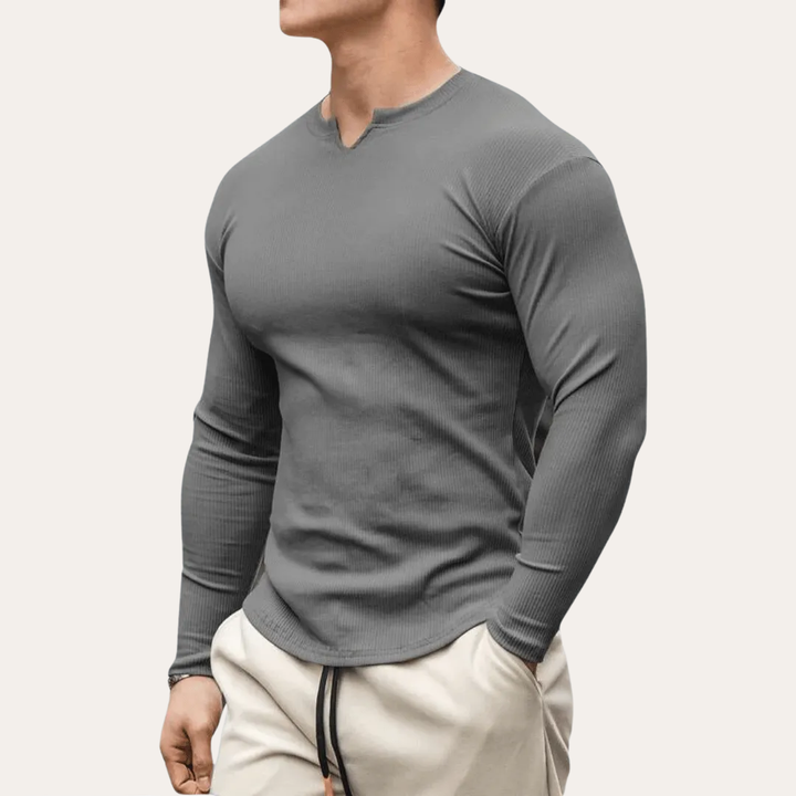 Herren Langarmshirt Slim Fit Rundhals Freizeitmode | Vestea
