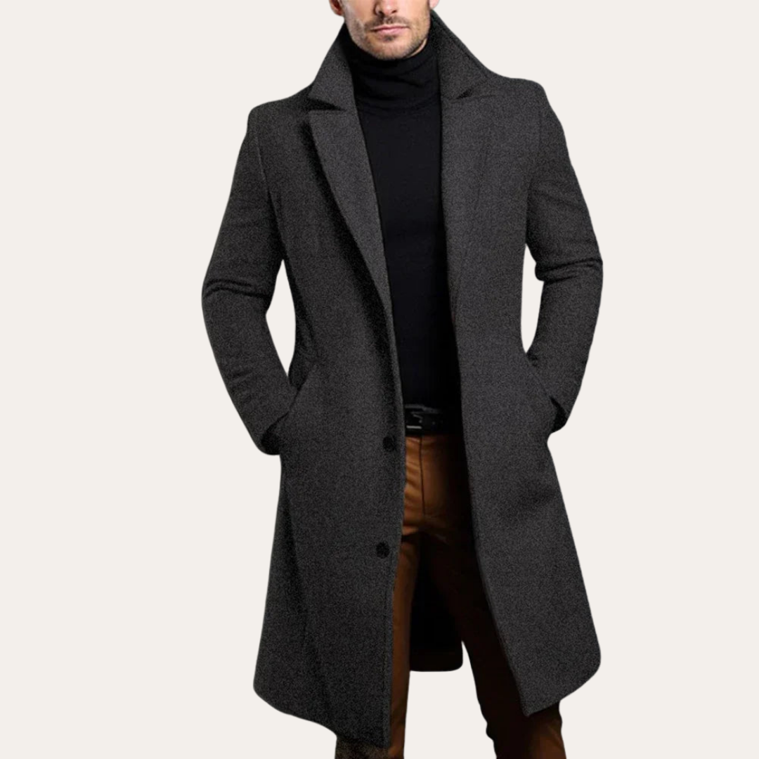 Herren Mantel Wollmix Slim Fit Einreiher Wintermode | Vestea