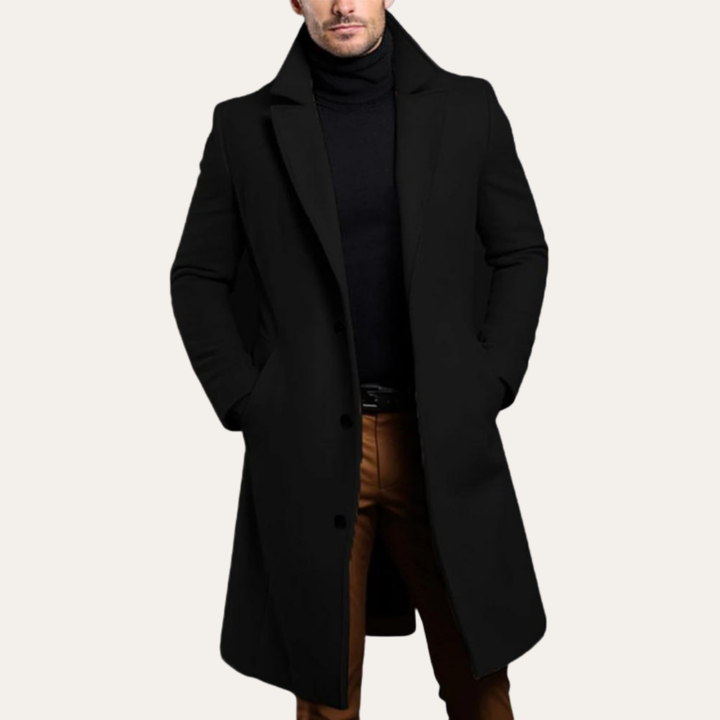 Herren Wollmantel Lang Klassisch Wintermantel Eleganter Schnitt | Vestea