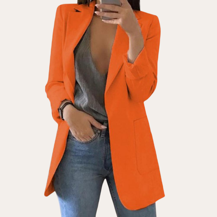 Damen Leinenmix Blazer Langarm Modern | Vestea