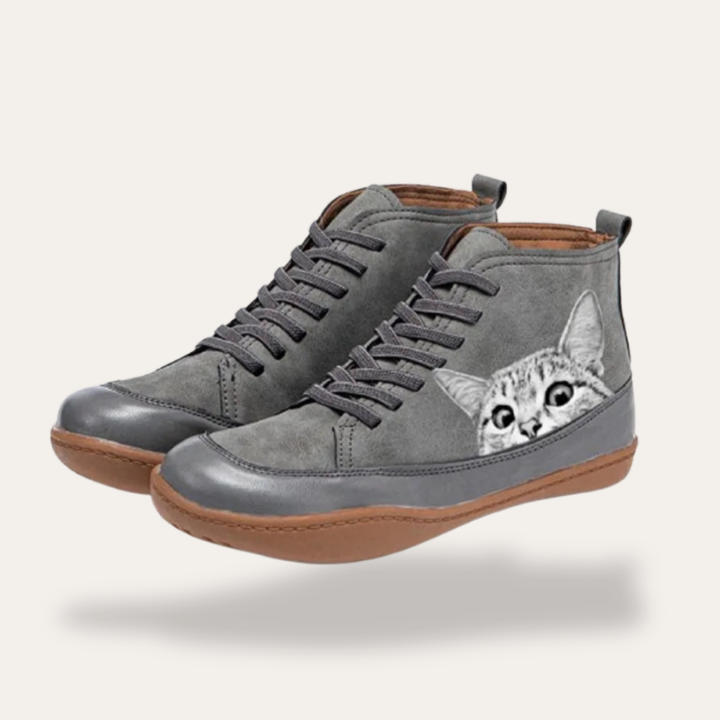 Damen Orthopädische Sneaker High Top Katze Motiv | Vestea