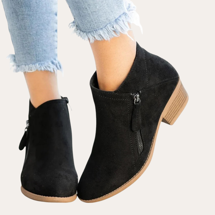 Damen Orthopädische Stiefeletten mit Blockabsatz und Reißverschluss | Vestea