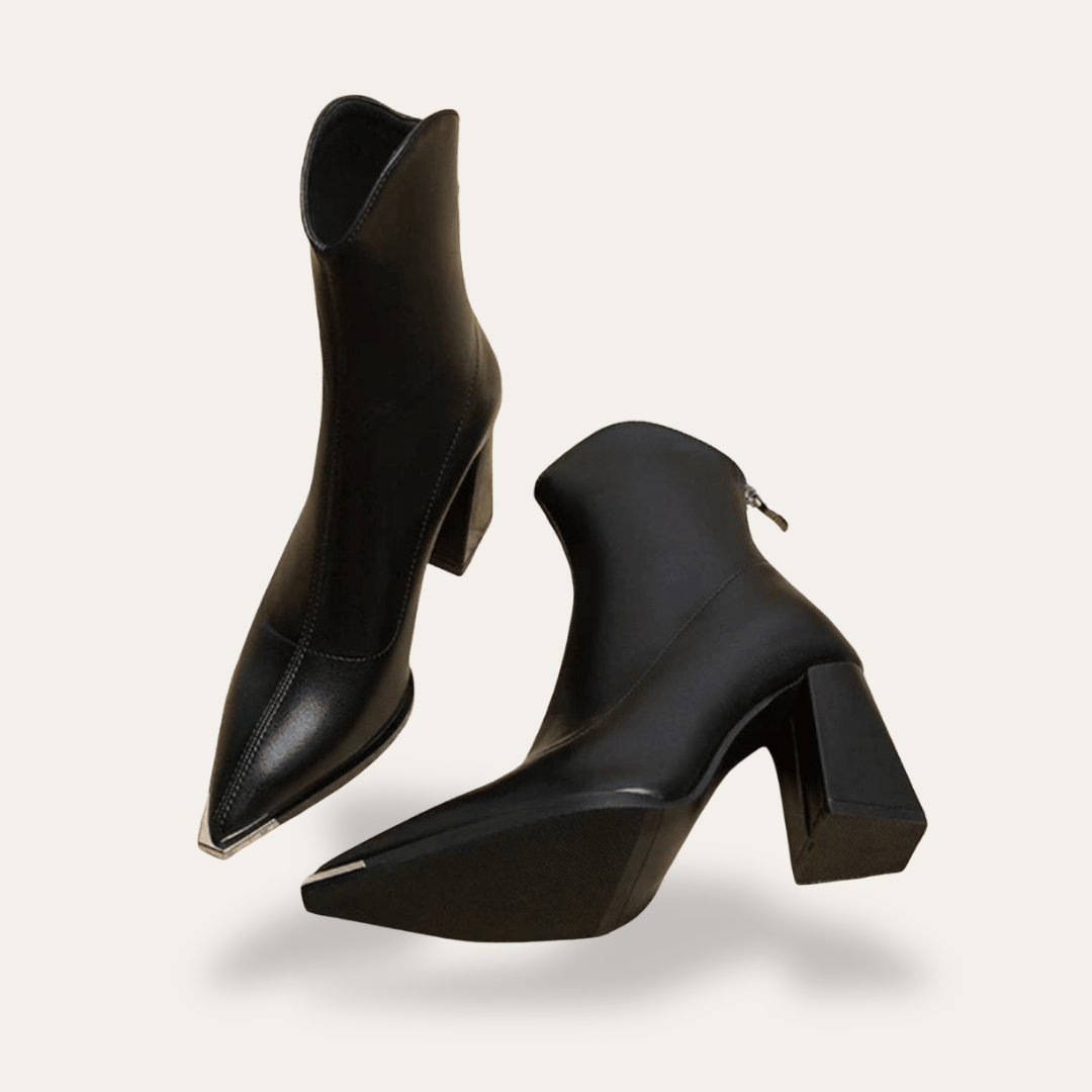 Damen Orthopädische Leder Stiefeletten High Heels | Vestea