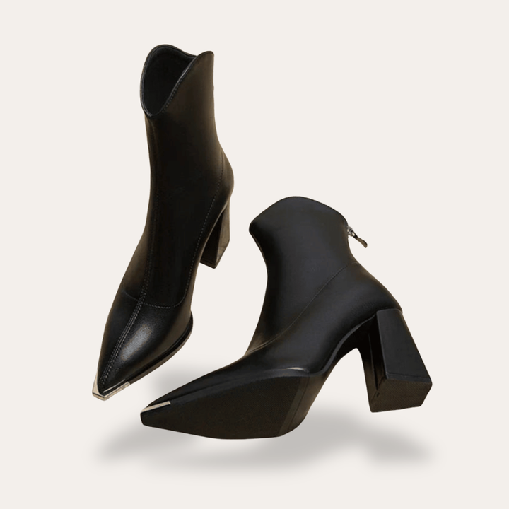Damen Orthopädische Leder Stiefeletten High Heels | Vestea
