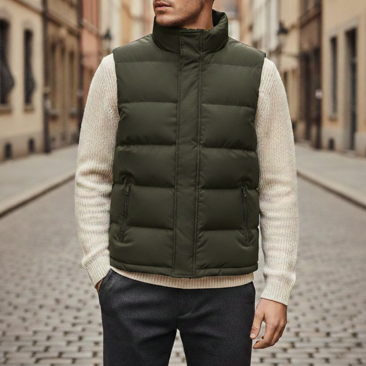 Chaleco Acolchado Sin Mangas con Cremallera y Bolsillos para Hombre