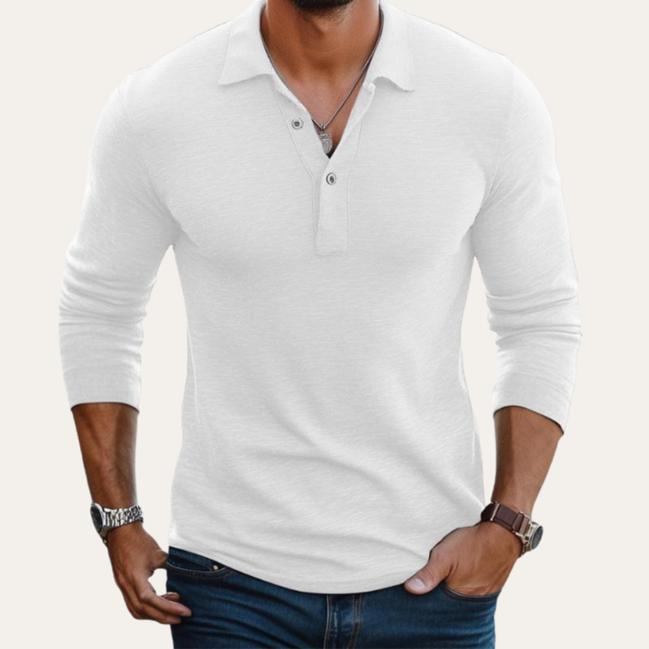 Herren Langarm Polohemd Slim Fit Freizeit Business Hemd | Vestea