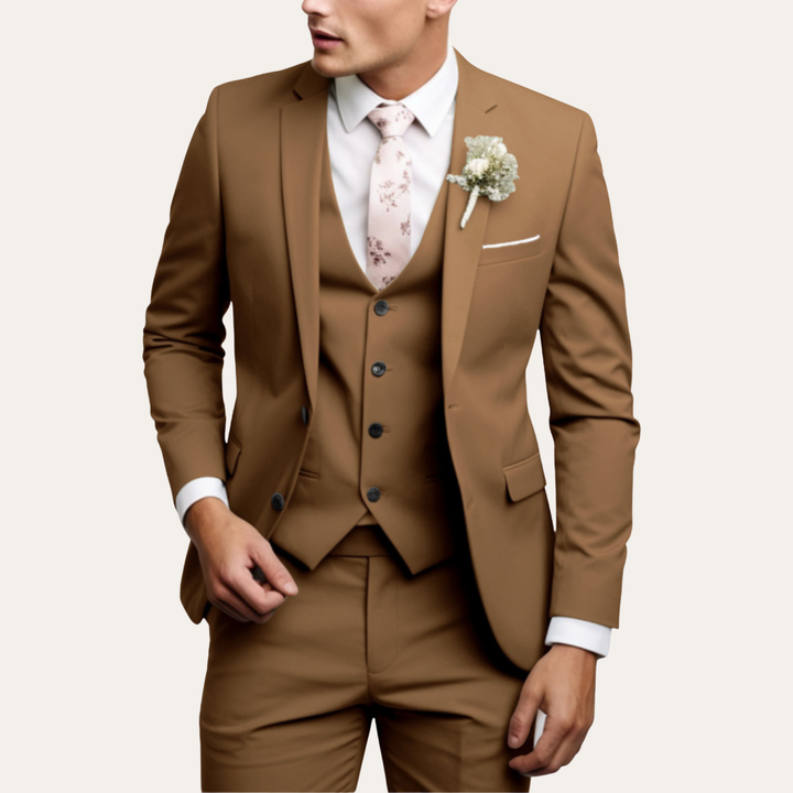 Herren Dreiteiliger Slim Fit Business Anzug Wolle | Vestea