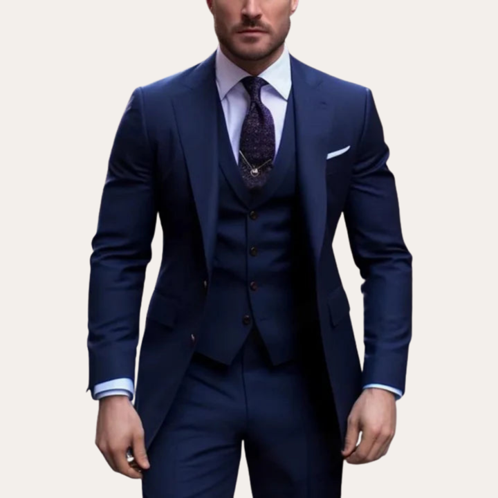 Herren 3-Teiler Anzug Slim Fit Hochzeit Business Polyester | Vestea