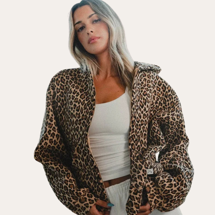Damen Kapuzenpullover mit Leopardenmuster | Vestea