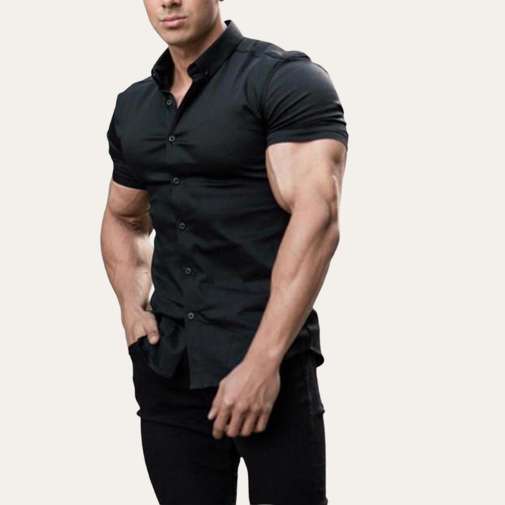 Herren Kurzarm Slim Fit Hemd Stretch Business | Vestea