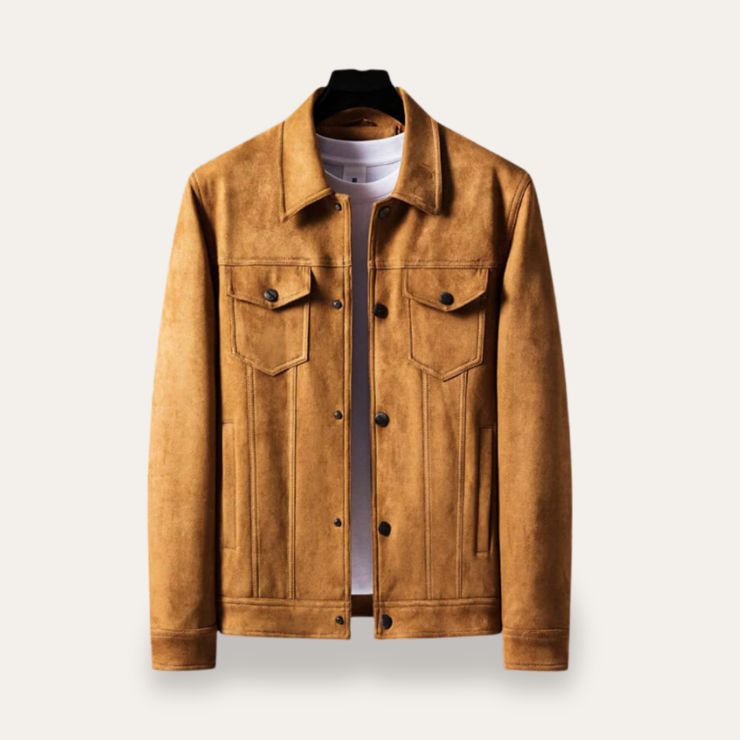 Herren Wildlederjacke Knopfleiste Vintage Stil | Vestea