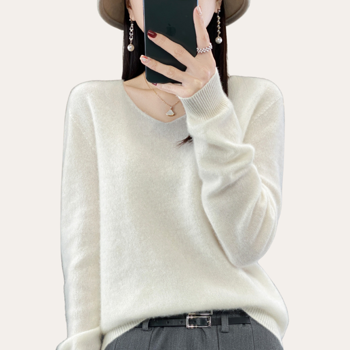 Damen Kaschmir V-Ausschnitt Pullover | Vestea