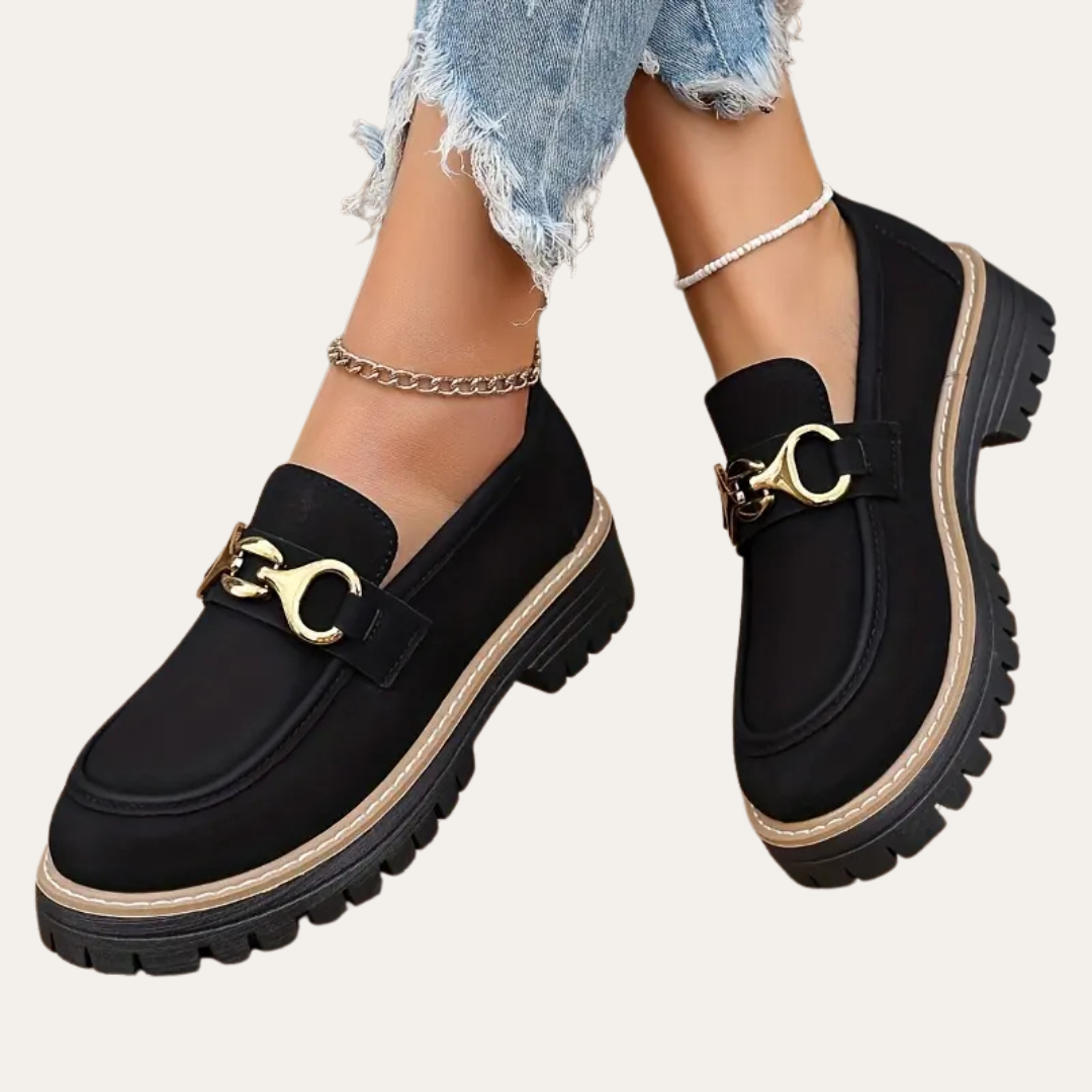 Orthopädische Loafer mit Goldener Schnalle für Damen | Vestea