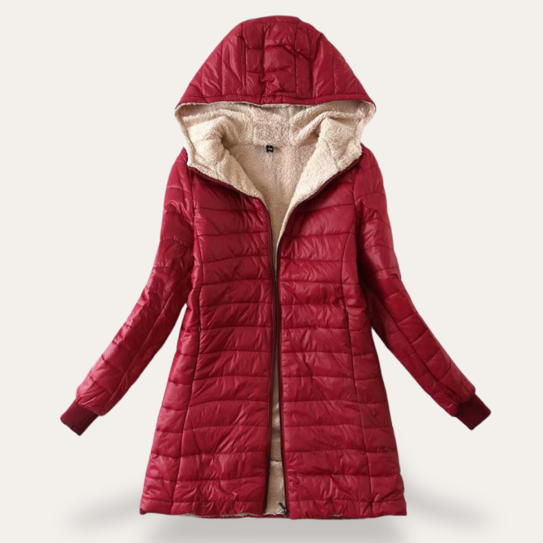 Damen Steppmantel Kapuze Gefüttert Reißverschluss Winterjacke | Vestea
