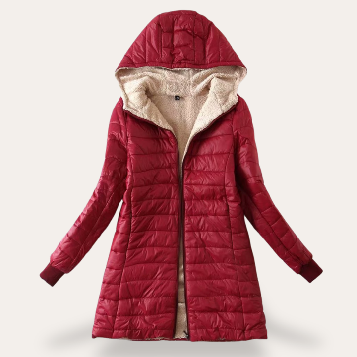 Damen Steppmantel Kapuze Gefüttert Reißverschluss Winterjacke | Vestea