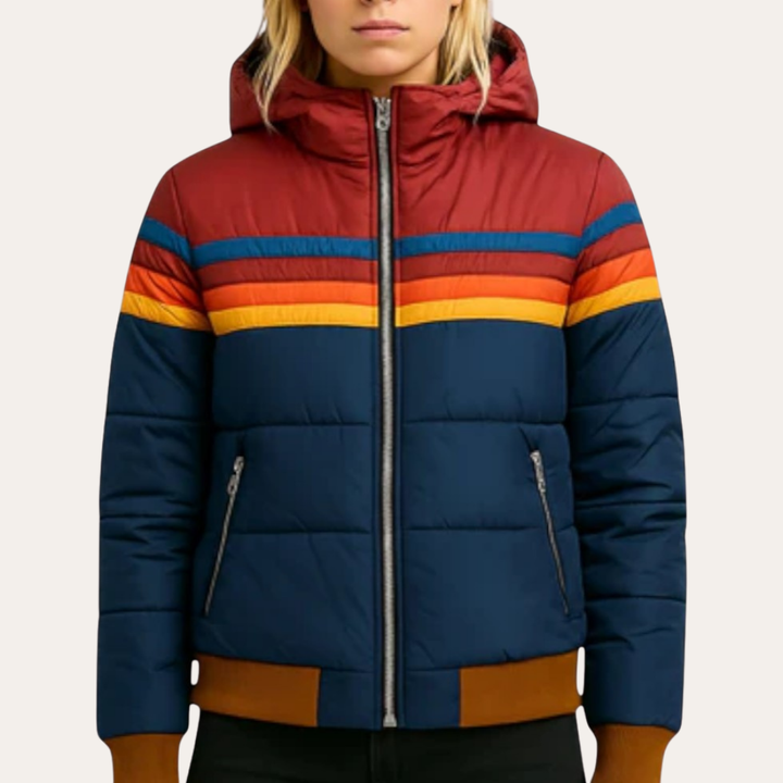 Damen Winter Steppjacke mit Kapuze Retro Stil | Vestea