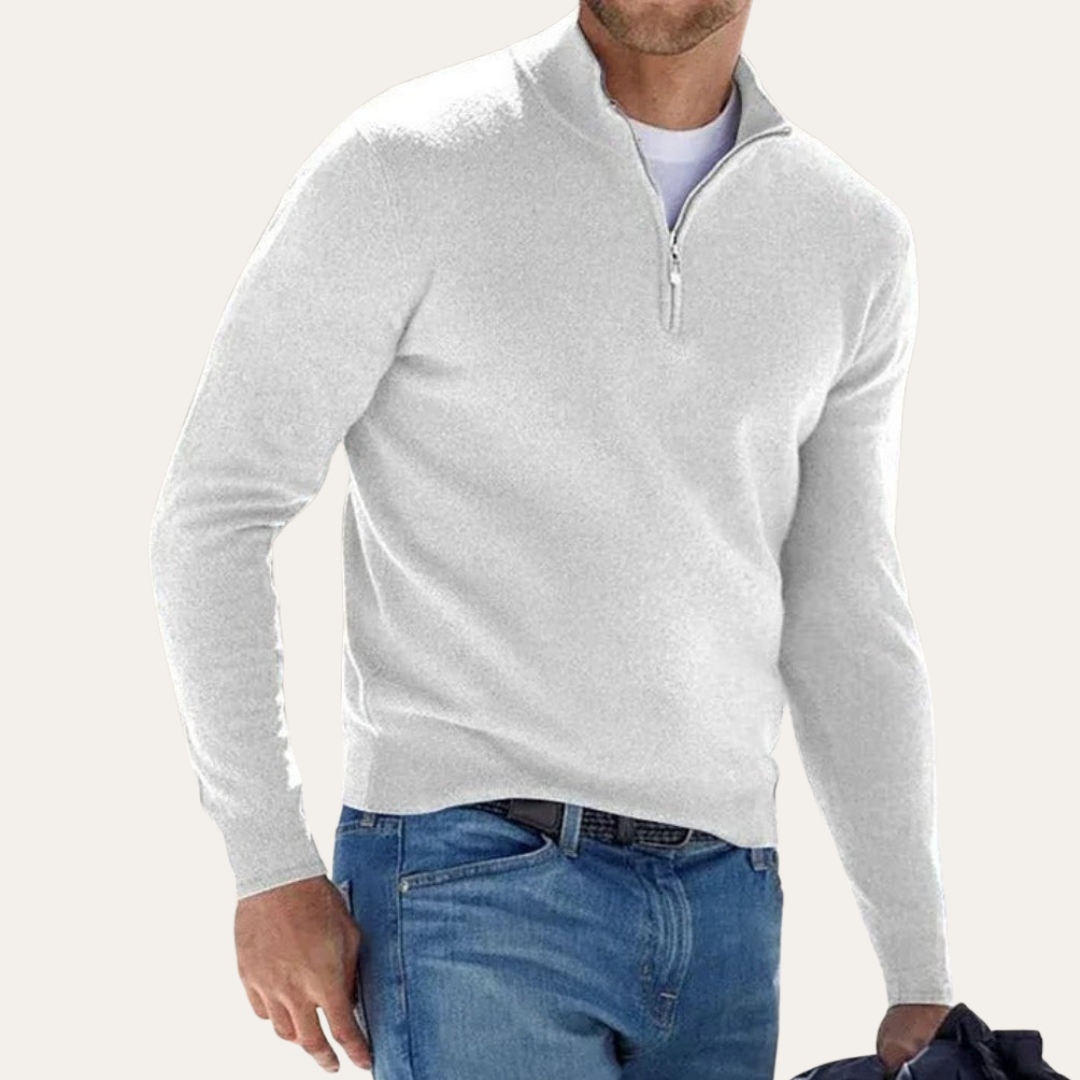 Herren Pullover mit Stehkragen und Halbreißverschluss | Vestea