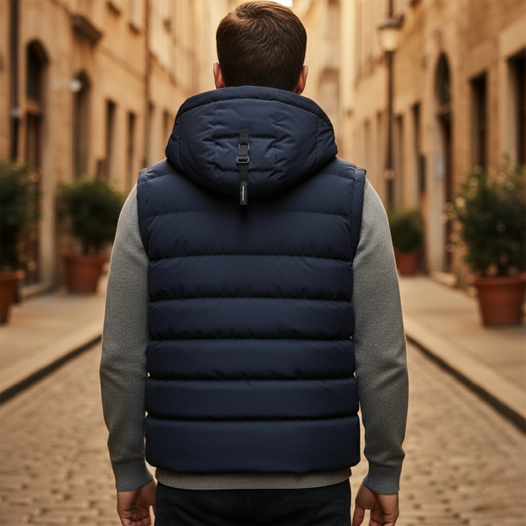 Steppweste für Herren mit Kapuze wattierte Winterjacke für draußen | Vestea