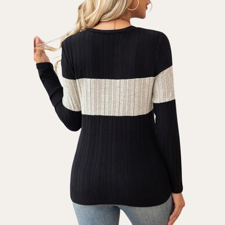 Gestreiftes Langarmshirt für Damen | Vestea