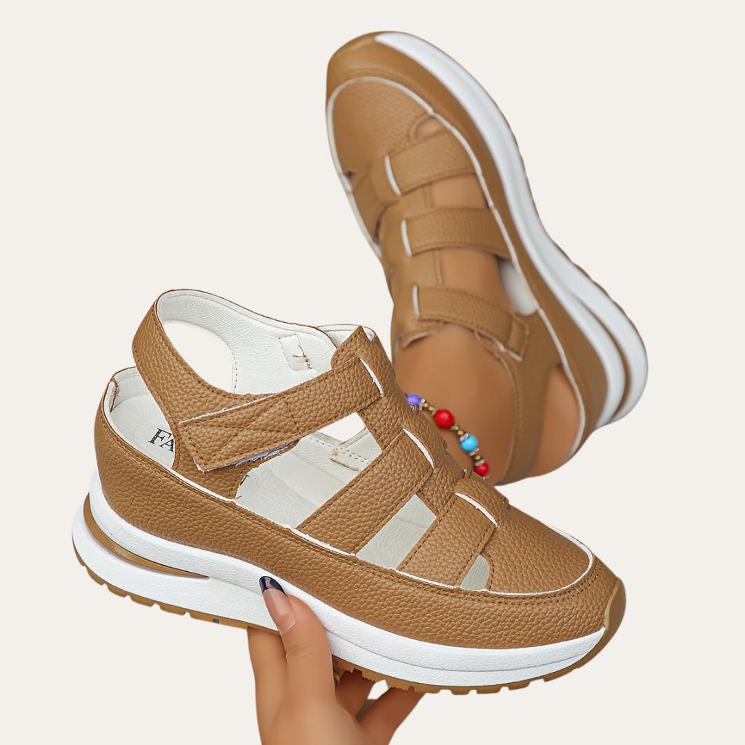 Orthopädische Sandalen für Damen - Komfortable, atmungsaktive Lederschuhe mit Riemen | Vestea