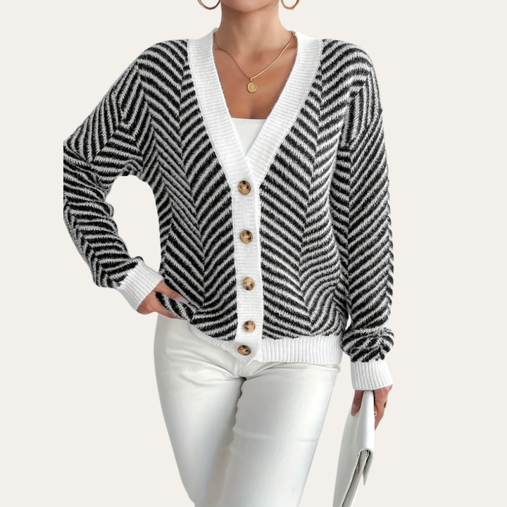Damen Strickjacke  Zickzackmuster  | Vestea