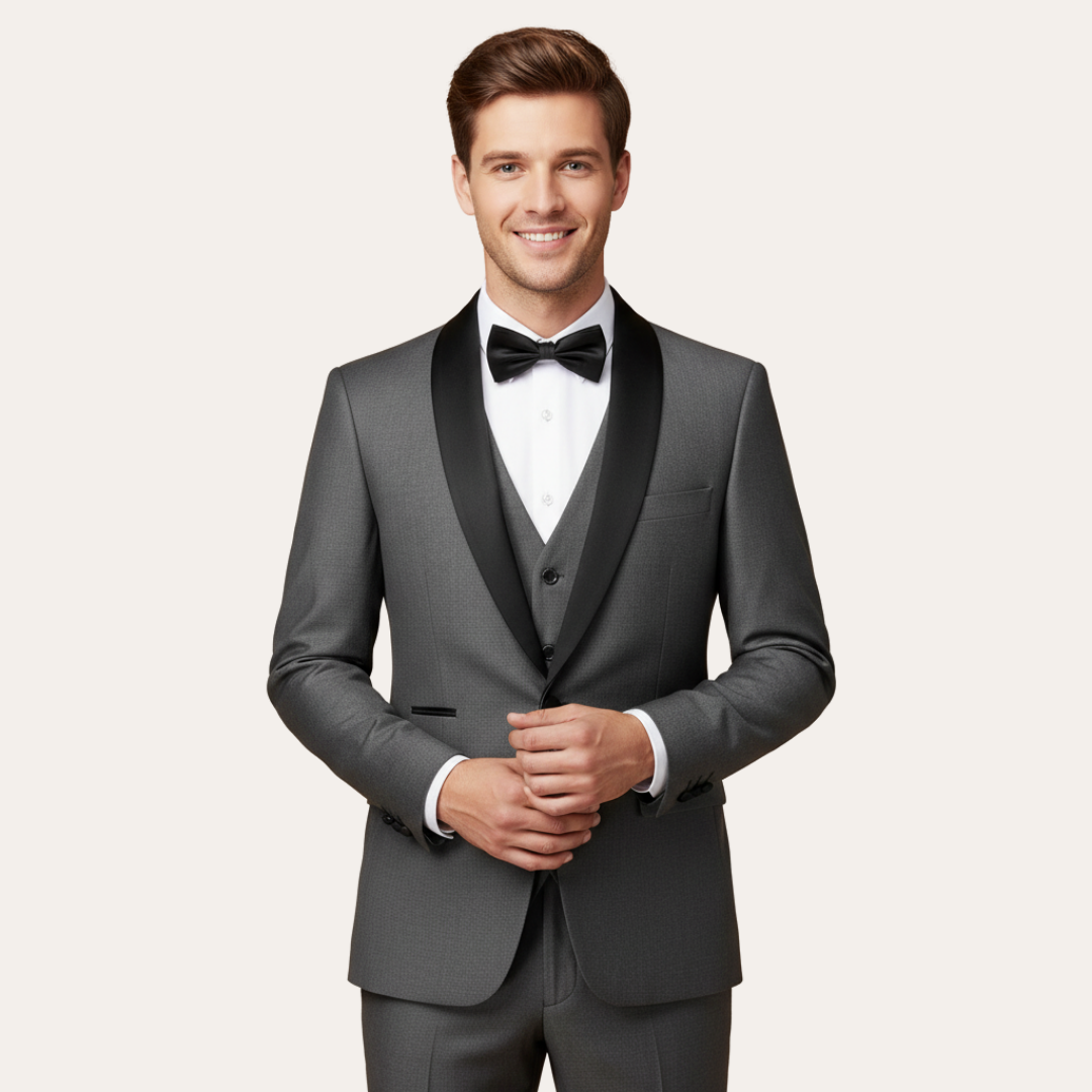 Herren Smoking Anzug mit Weste und Reverskragen | Vestea