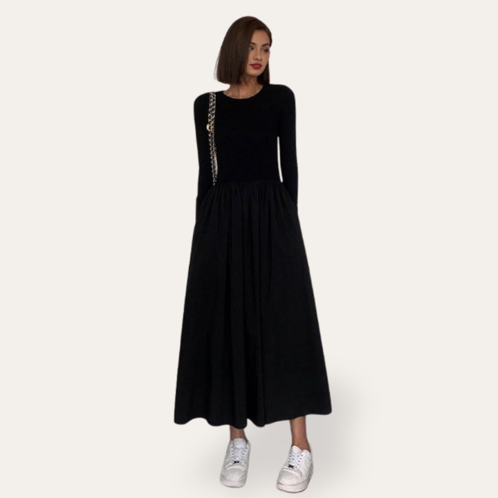 Damen Strickkleid Langarm Maxi Kleid | Vestea