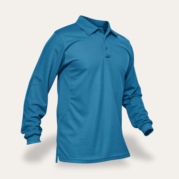 Herren Langarm Poloshirt atmungsaktiv mit Knopfleiste | Vestea