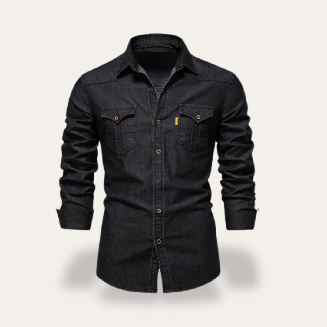 Herren Jeanshemd Langarm Freizeit Denim Hemd | Vestea