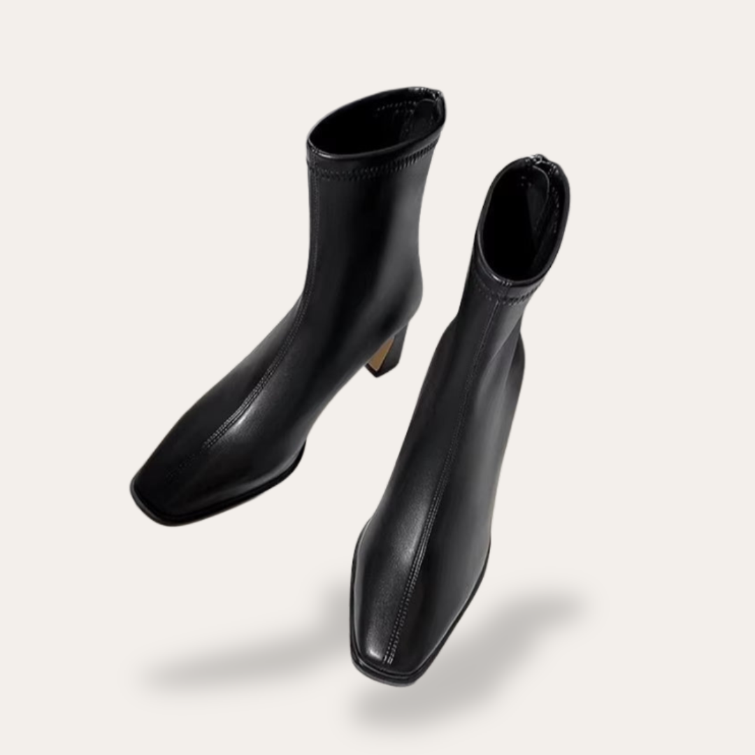Orthopädische Damen Stiefeletten mit Blockabsatz und Reißverschluss | Vestea