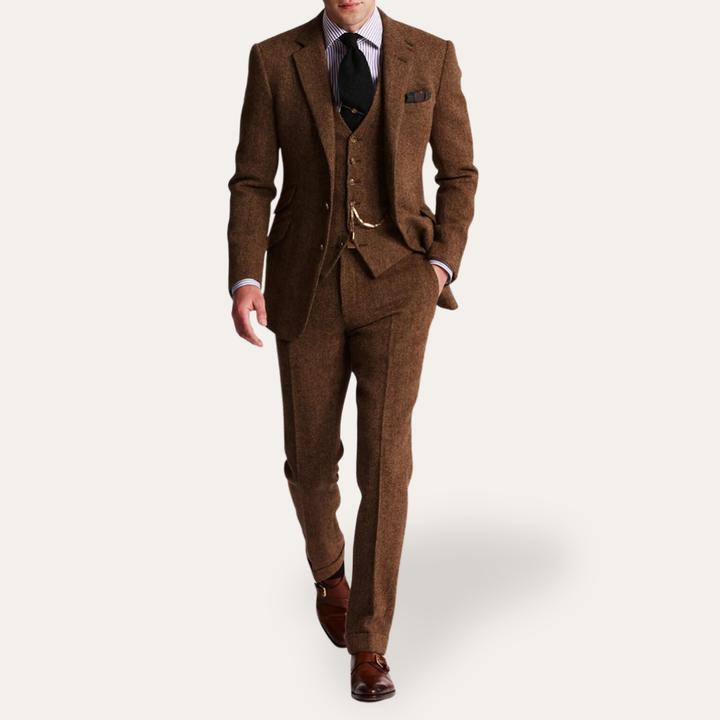 Herren Tweed Anzug 3-teilig Slim Fit Business Festlich | Vestea