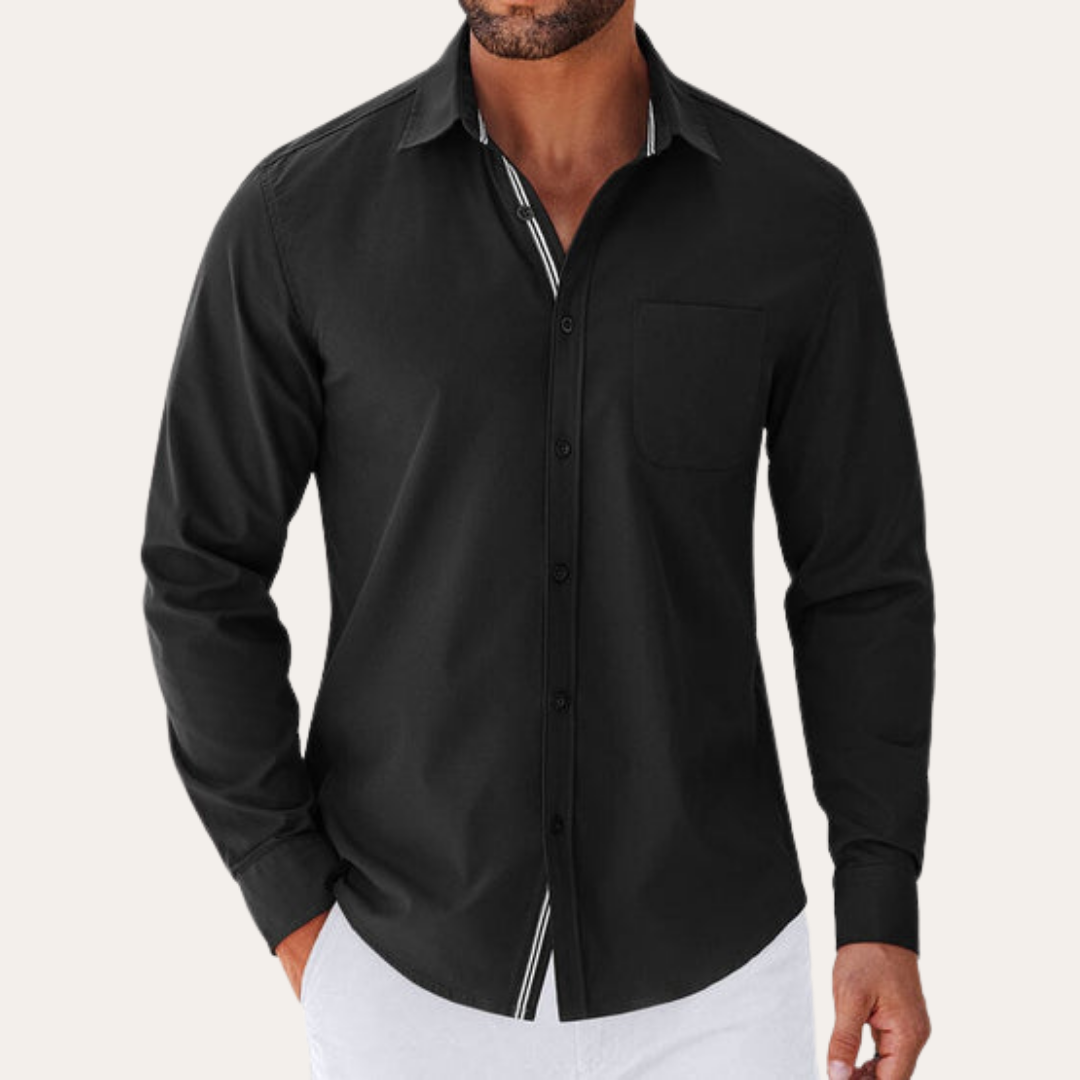 Herren Langarmhemd Mischgewebe Regular Fit | Vestea